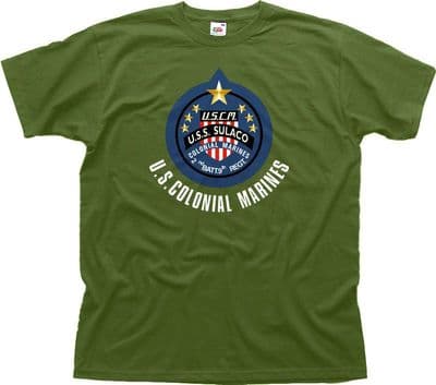 ALIENS COLONIAL MARINES WEYLAND Yutani - USS SULACO green t-shirt FN01450