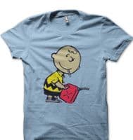 Banksy Charlie Brown smoking with petrol funny printed t-shirt FN9163
