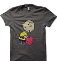 Banksy Charlie Brown smoking with petrol funny printed t-shirt FN9163