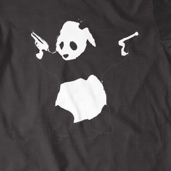 Banksy Panda with guns  t shirt all colours all sizes