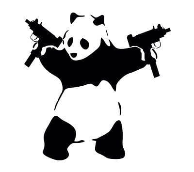 Banksy, Panda with Uzi's, Second Coming t-shirt in Red, White or Grey
