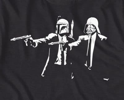 Boba Fett  & darth Vader pulp piction t-shirt