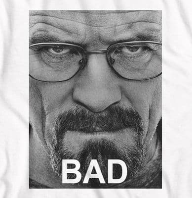 Breaking Bad  Walter White 'BAD' t-shirt in white or grey