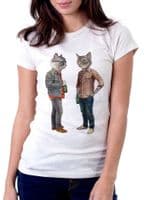 Cat people funny cat white printed t-shirt FN9820