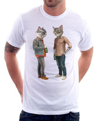 Cat people funny cat white printed t-shirt FN9820