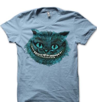 CHESHIRE Cat blue Alice in Wonderland All Mad here Hatter BLUE t-shirt FN9583