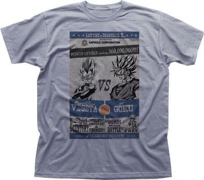 DBZ DRAGONBALL Z VEGETA vs GOKU anime manga grey cotton printed t-shirt 9930