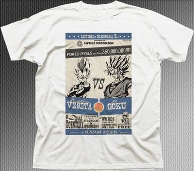DBZ DRAGONBALL Z VEGETA vs GOKU anime manga white cotton printed t-shirt 9930