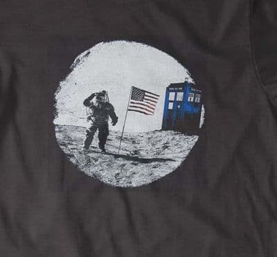DR Who Style Moon Landing t-shirt in black only