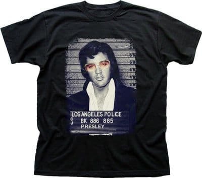 Elvis Presley King of Rock Jail photo black printed tshirt FN9352