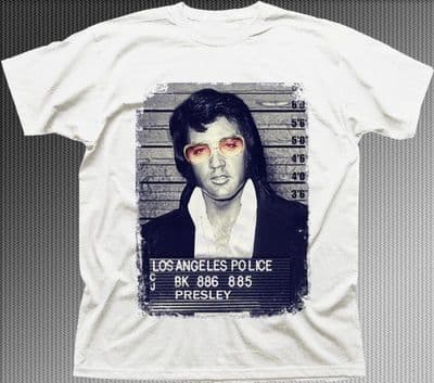 Elvis Presley King of Rock Jail photo white cotton printed tshirt FN9352