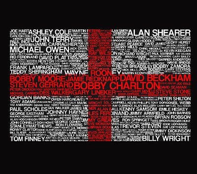 England World Cup, All Time England Squad players England Flag t-shirt