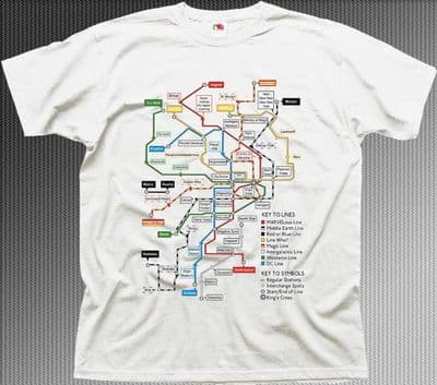 Geek's Ultimate Tube Map superhero white printed  t-shirt F9958