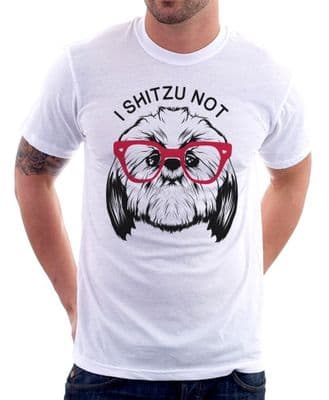 I SHITZU NOT funny DOG white printed cotton t-shirt 9638