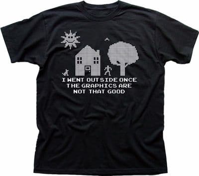 I went outside once the graphics aren't good Xbox PS4 funny black t-shirt FN5031
