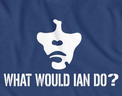 Ian Brown, What Would Ian Do? stone Roses joke t-shirt in Black Or Navy Blue