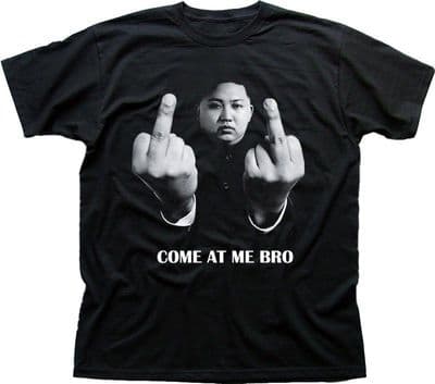 Kim Jong-Un Finger KOREA Come at me Bro black printed t-shirt FN9187