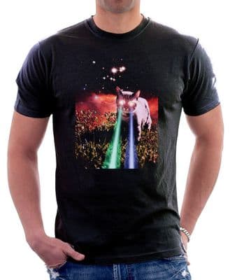 Laser space cat black cotton printed t-shirt FN9818