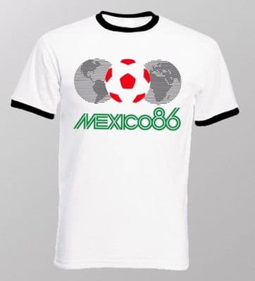MEXICO '86 World Cup Football Soccer 1986 white printed t-shirt FN9246