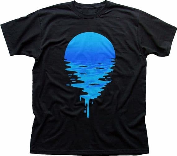 MOON rise set Sun SUNSET space sea long & short  sleeve black t-shirt FN9327