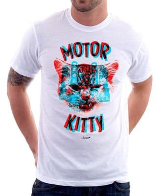 Motor Kitty Hello 3D white printed cotton t-shirt 9788