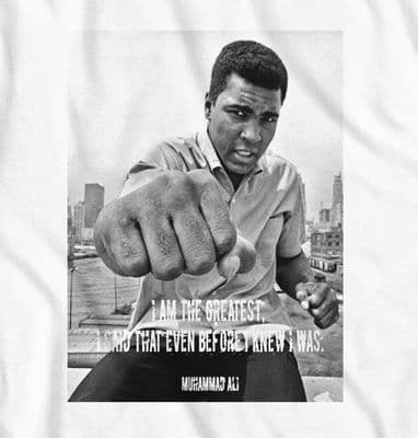 Muhammad Ali 'I am the greatest, I said that even before I knew I was. t-shirt in White or grey