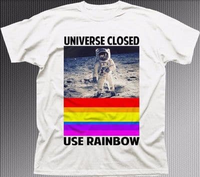 NASA Universe closed SPACEMAN RAINBOW on the moon white cotton t-shirt FN9271