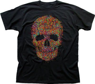 Pixel SKULL high colour quality art black printed t-shirt 9803
