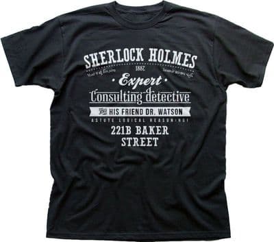Sherlock Holmes Watson Benedict Cumberbatch BBC black cotton t-shirt 9844