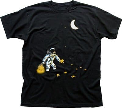 Spaceman Star collecting Nasa black printed t-shirt 9365