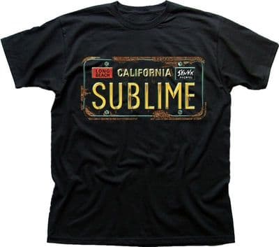SUBLIME LONG BEACH Car NUMBER Plate black printed cotton t-shirt 9593