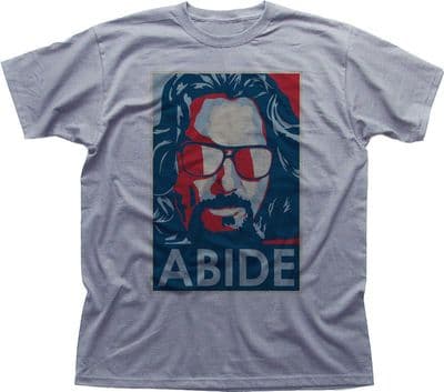 The DUDE ABIDES Big Lebowski ABIDE OBAMA POSTER funny heathe cotton t-shirt 9900