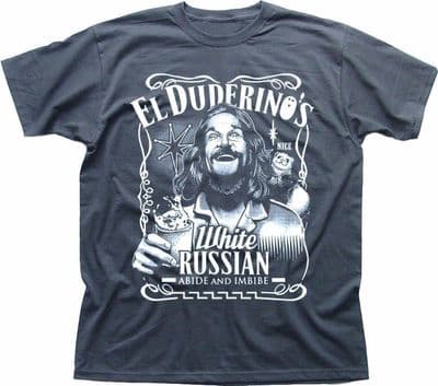 The DUDE Big Lebowski ABIDE poster Jeff Bridges El Duderino grey t-shirt FN9277