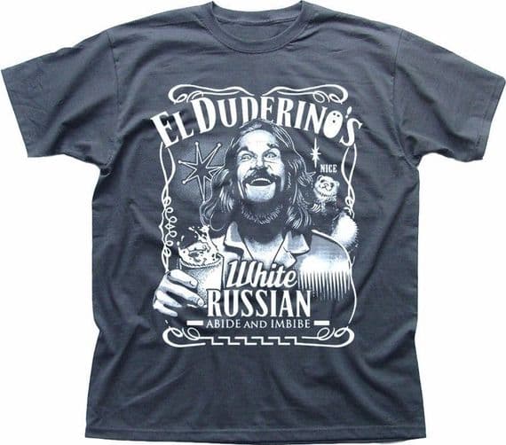 The DUDE Big Lebowski ABIDE poster Jeff Bridges El Duderino grey t-shirt FN9277