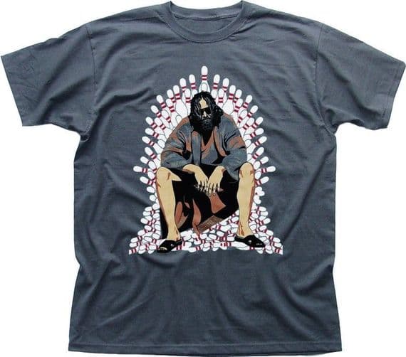 The Dude Throne Big Lebowski TBL GOT Bowling charcoal printed t-shirt 9165
