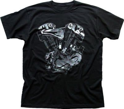 V-Twin Motorcycle engine Harley Indian black printed t-shirt FN0209 (1)