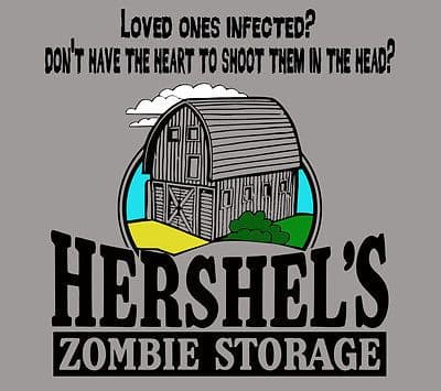 Walking Joke Dead, Hershels Zombie Storage t-shirt in Grey or White