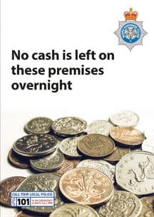 NYP16-0341 - Poster: No cash left on these premises overnight