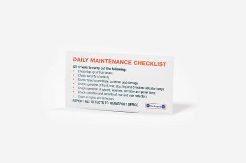 Daily Maintenance Check Sticker