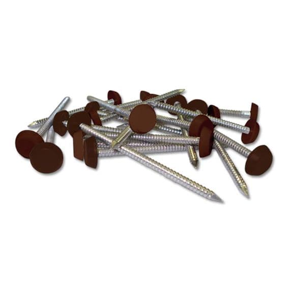 65mm Dark Brown Plastic Headed Nails Box 100 Qty