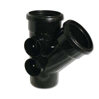 FloPlast Black 135 Degree Soil Pipe Double Socket Branch
