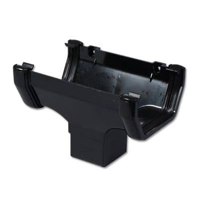 FloPlast Black Square Gutter Running Outlet