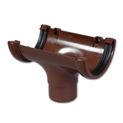 FloPlast Brown Half Round Running Gutter Outlet