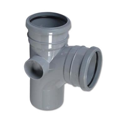 FloPlast Grey Double Socket 92.5 Degree Soil Pipe Branch