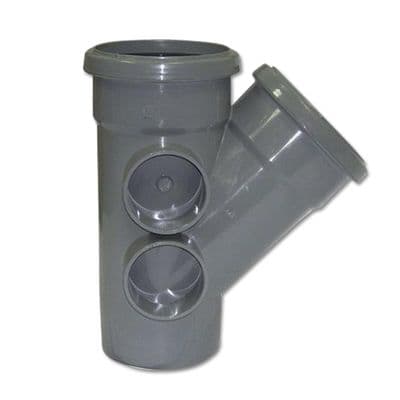 FloPlast Grey Soil Pipe Double Socket 135 Degree Branch