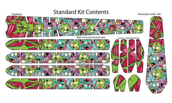 Cartoon Zombie Pattern BikeTattoo Kit