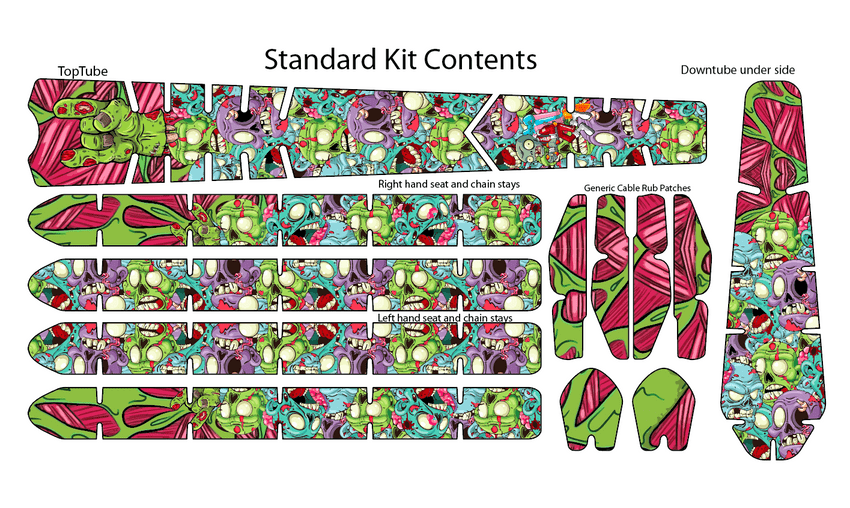 Cartoon Zombie Skin Pattern BikeTattoo Kit Protective Kit