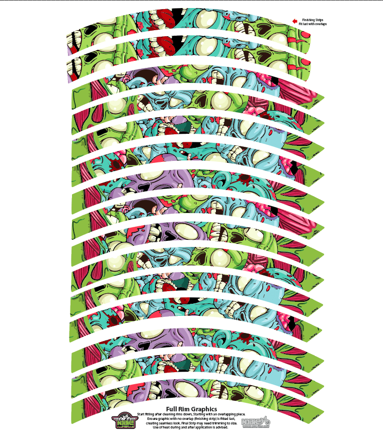 Cartoon Zombie Print Full Rim Graphic/Wrap