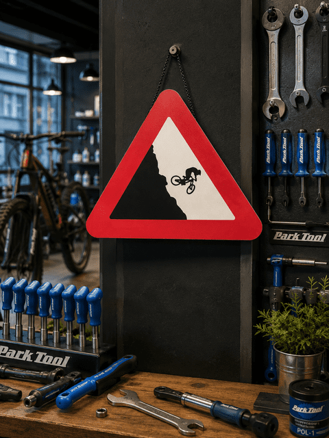 Caution Downhill Rider Sign