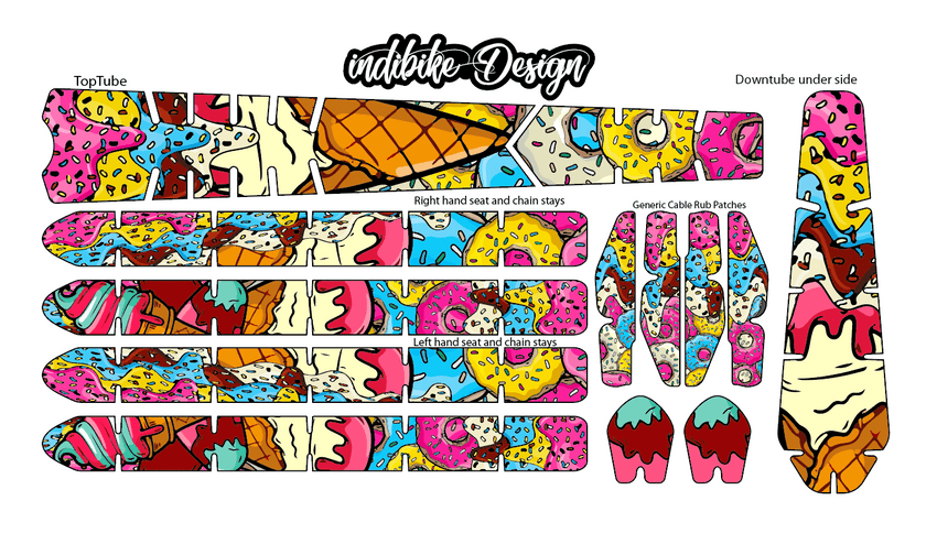 Deserts Donuts and Sprinkles Pattern Bike Tattoo Kit